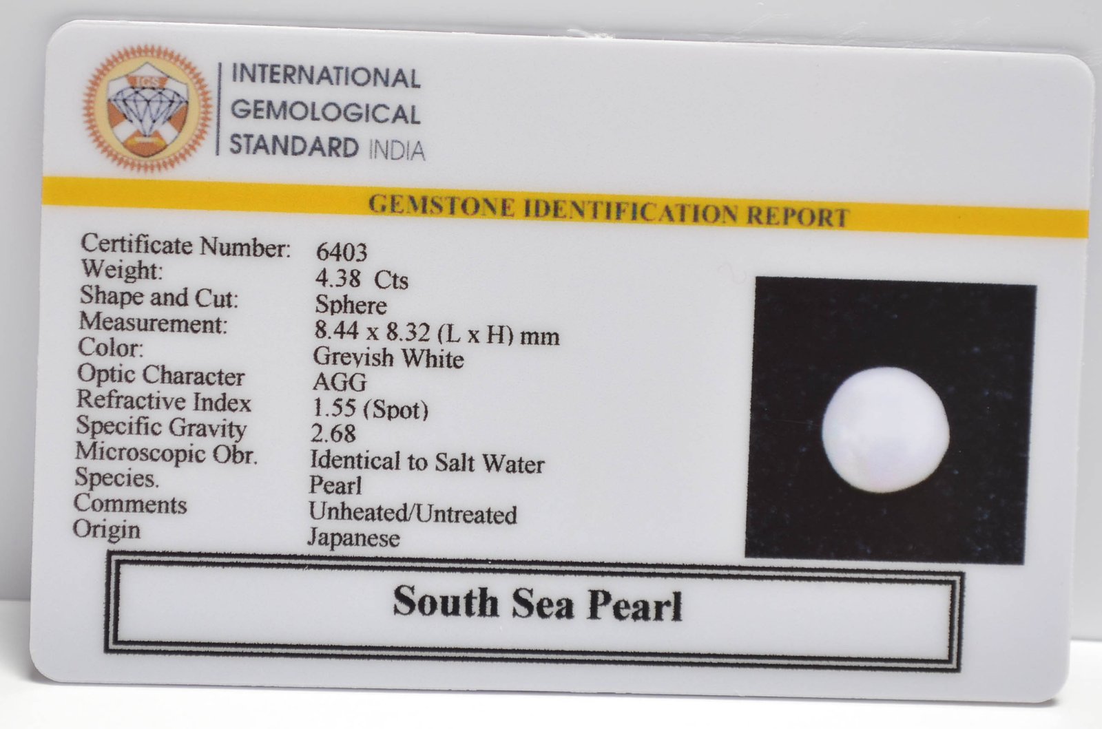 DSP3130 2 2 SOUTH SEA PEARL 4.38 Ct.