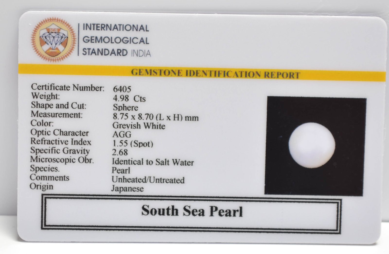 DSP3132 2 2 SOUTH SEA PEARL 4.98 Ct.