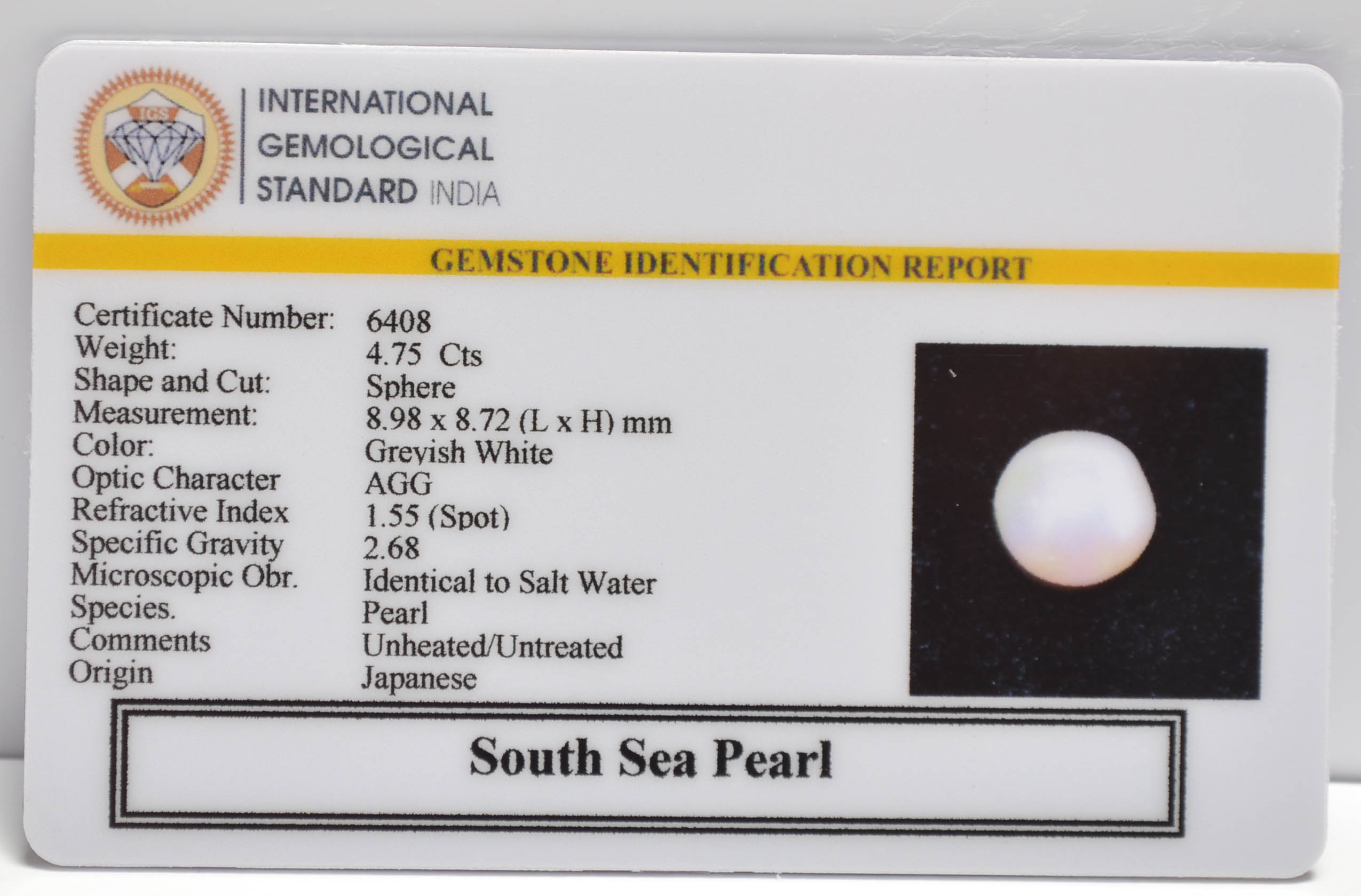 DSP3135 2 SOUTH SEA PEARL 4.75 Ct.