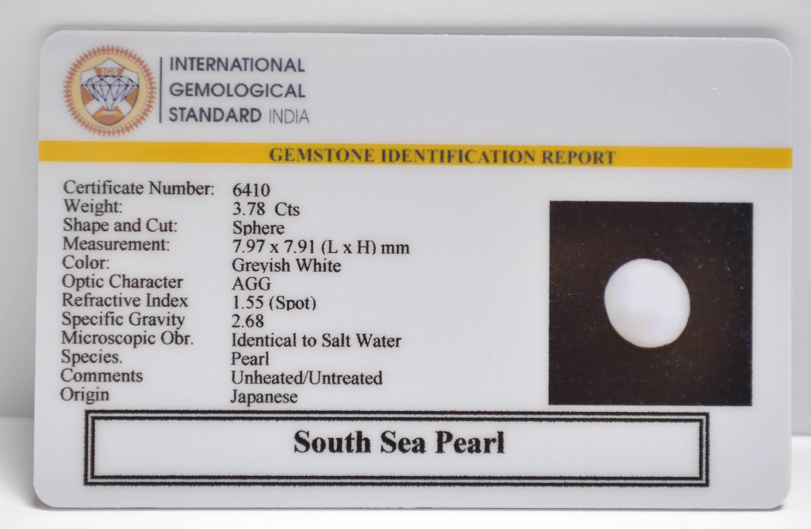 DSP3137 2 2 SOUTH SEA PEARL 3.78 Ct.
