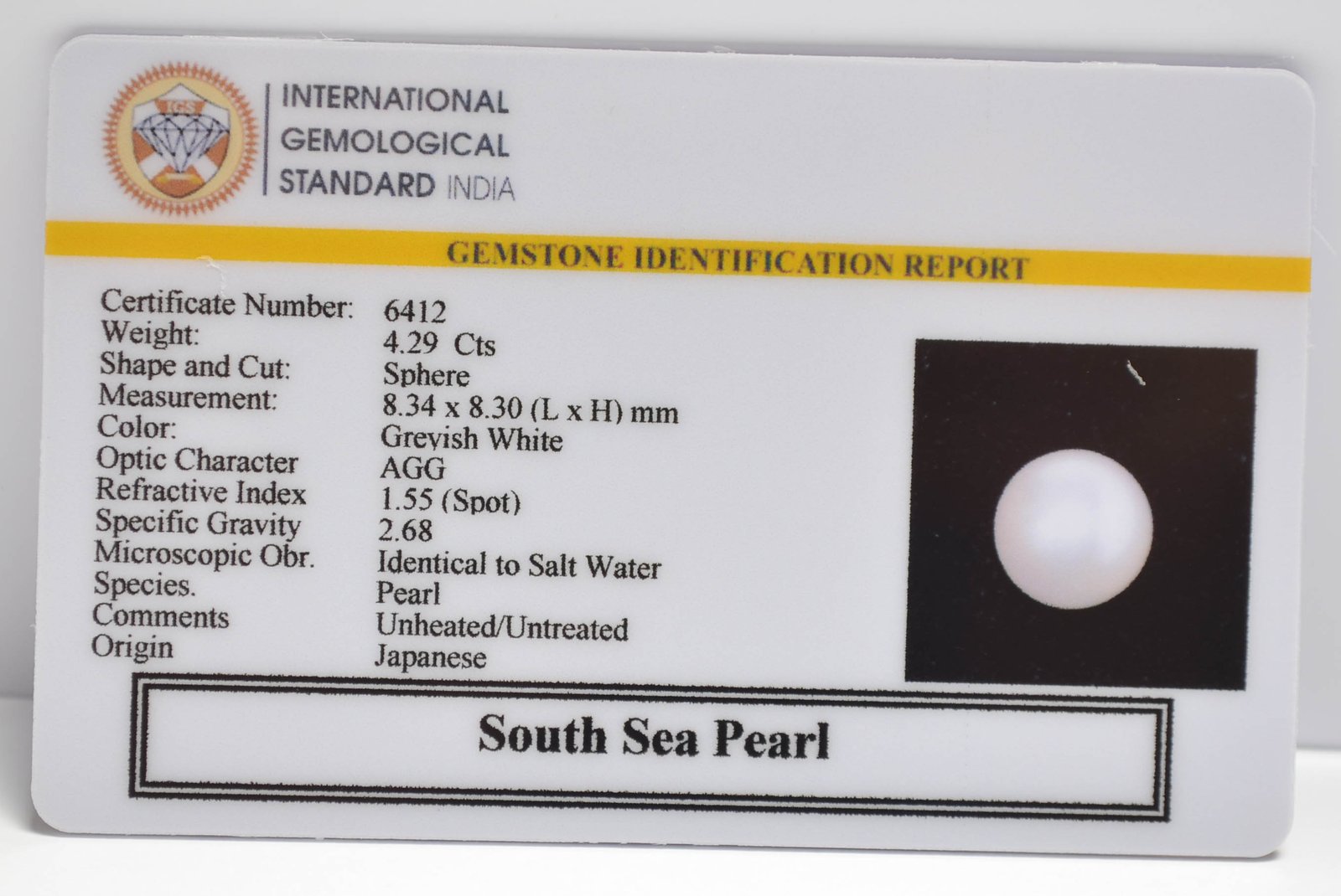 DSP3139 2 2 SOUTH SEA PEARL 4.29 Ct.