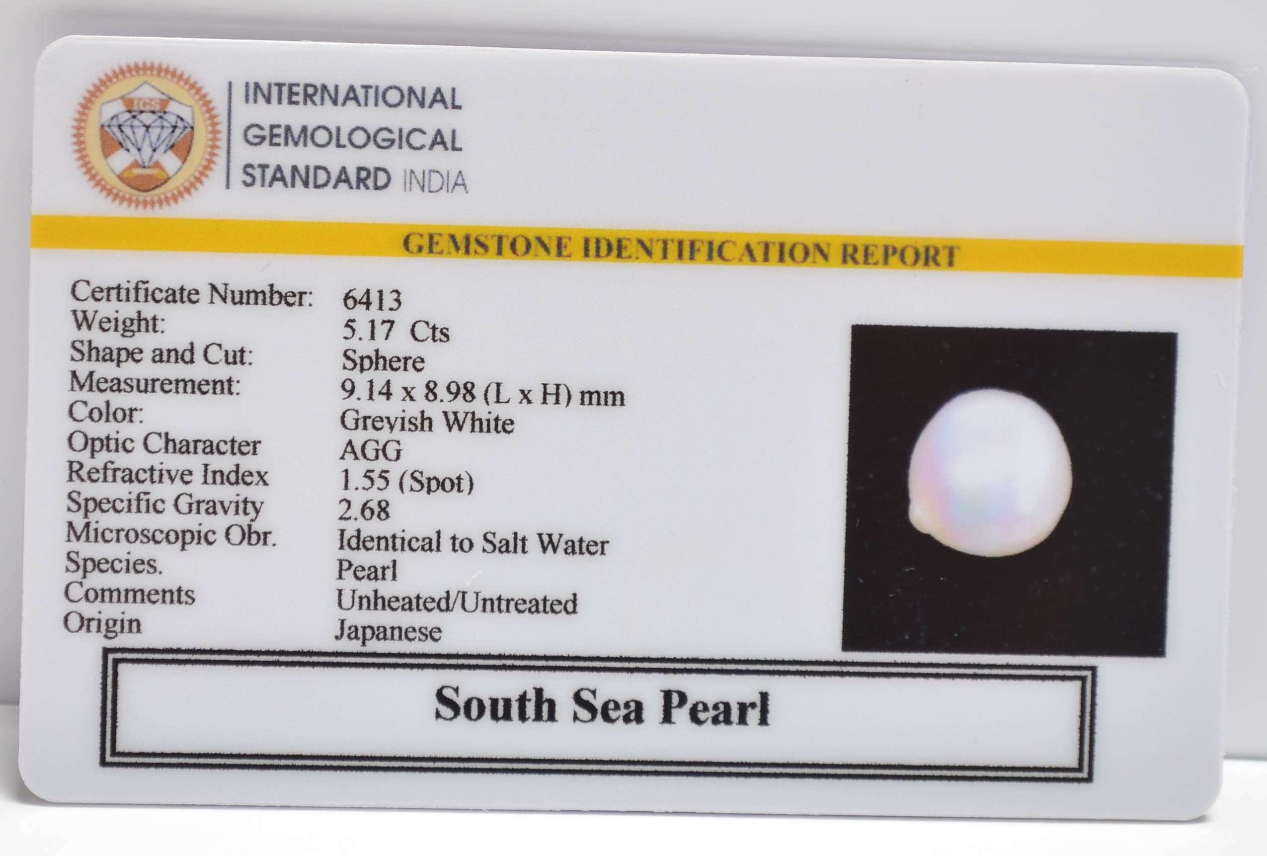 DSP3140 2 SOUTH SEA PEARL 5.17 Ct.