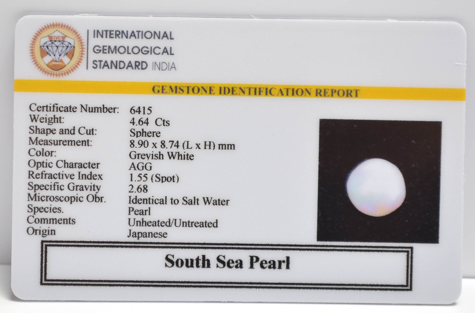 DSP3142 2 2 SOUTH SEA PEARL 4.64 Ct.