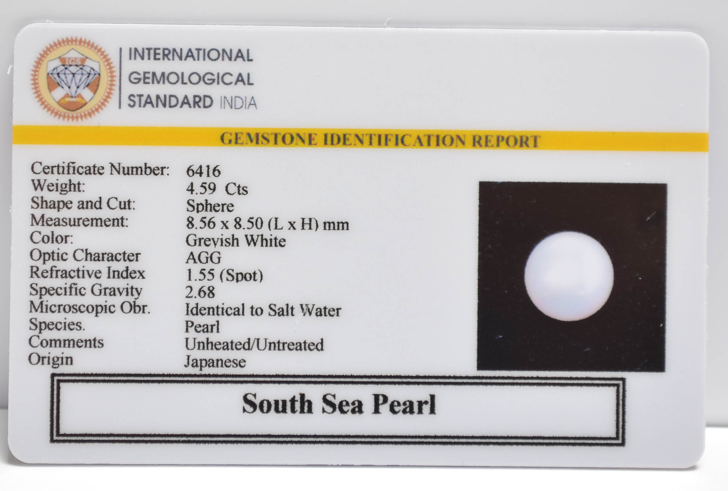 DSP3143 2 SOUTH SEA PEARL 4.59 Ct.