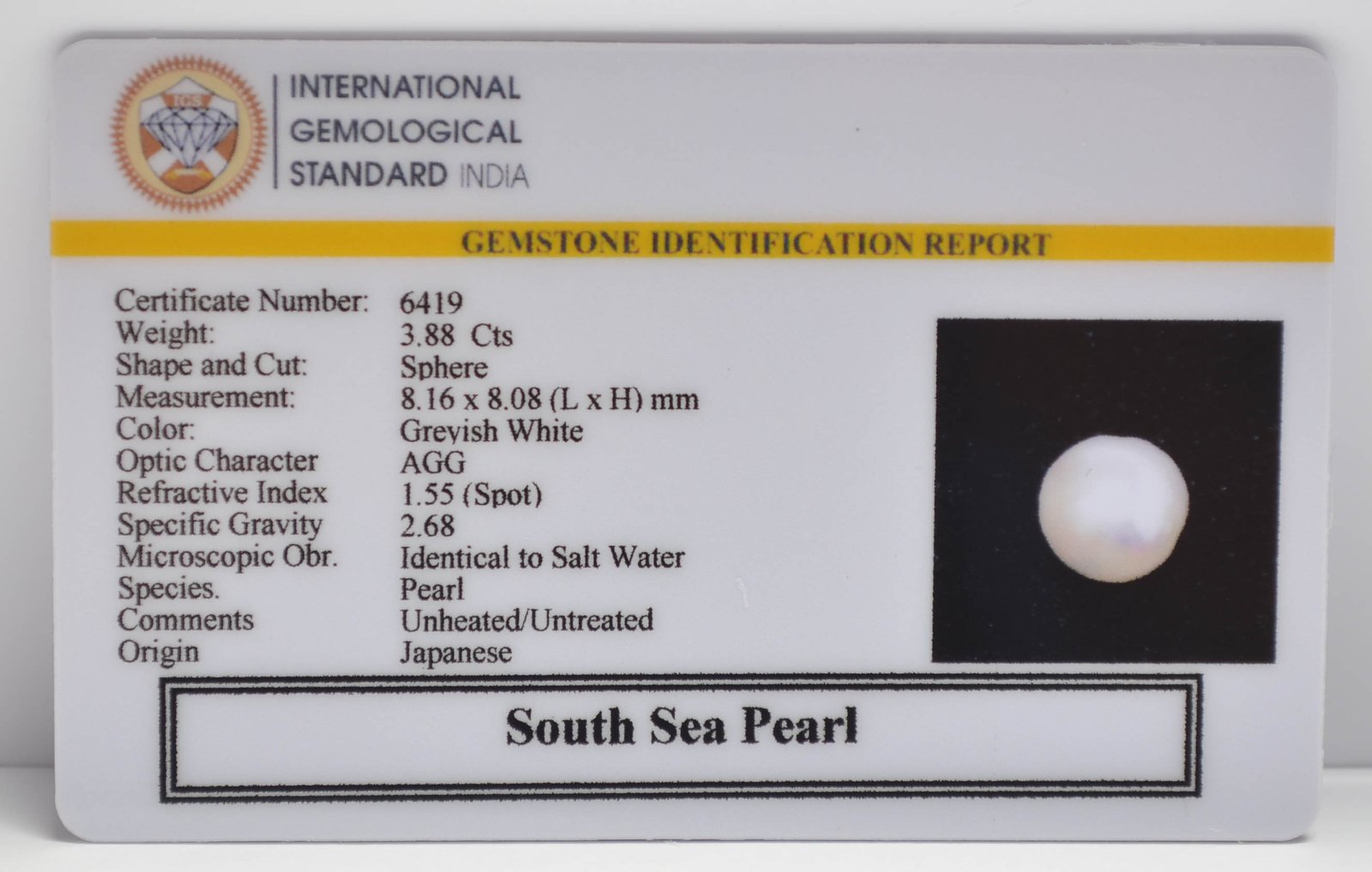 DSP3146 2 2 SOUTH SEA PEARL 3.88 Ct.