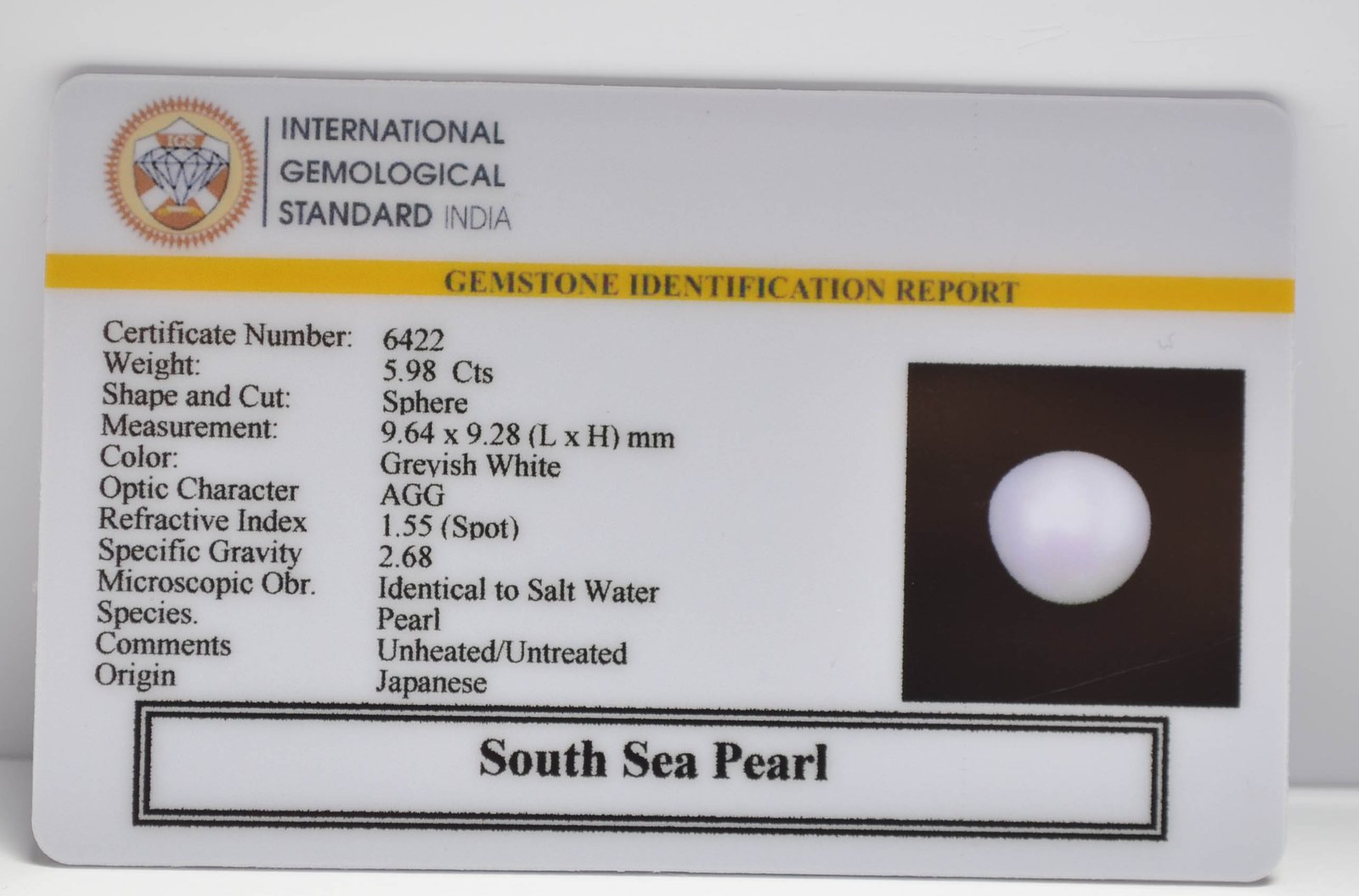 DSP3149 2 2 SOUTH SEA PEARL 5.98 Ct.