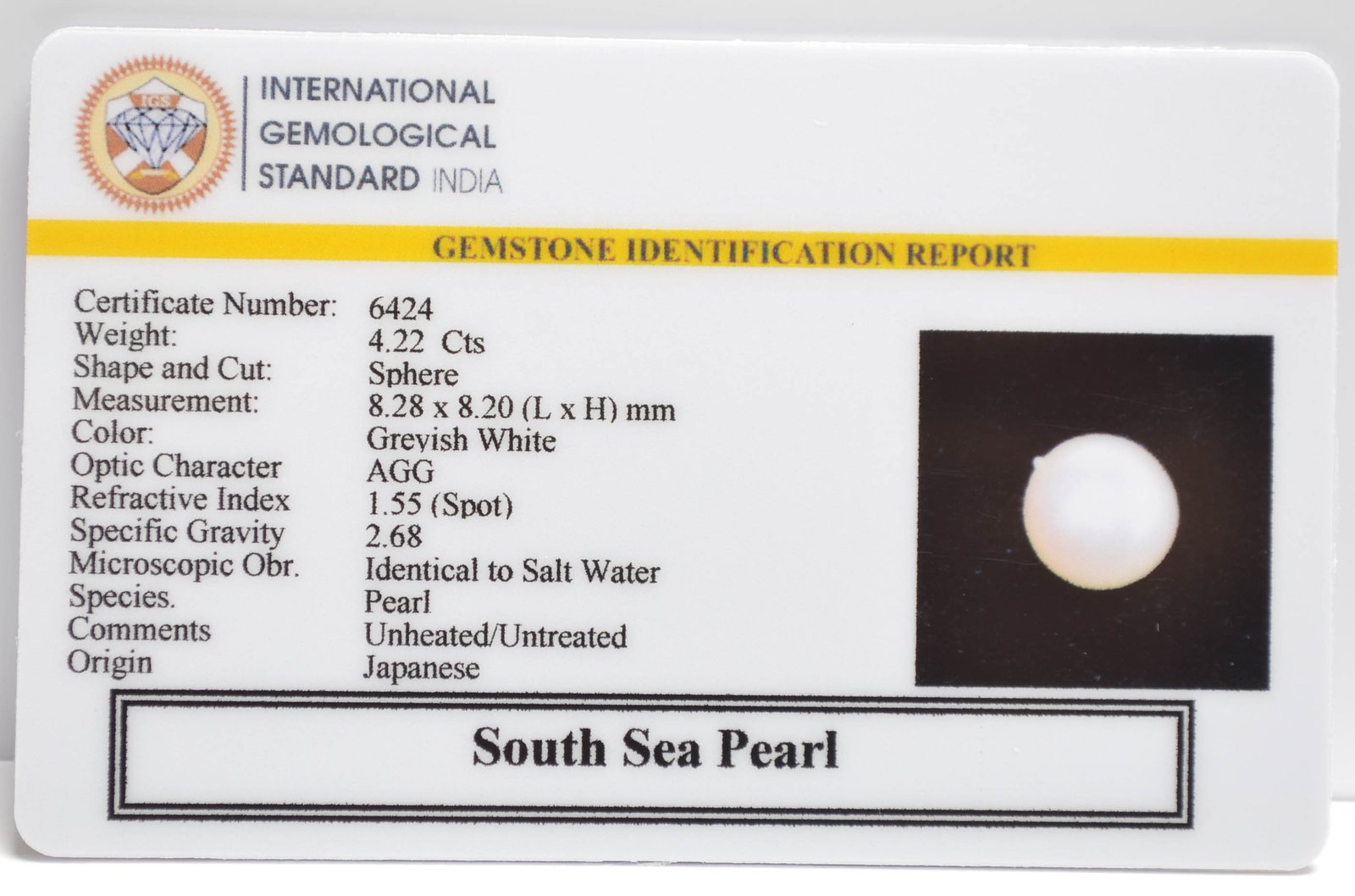 DSP3150 2 2 SOUTH SEA PEARL 4.22 Ct.