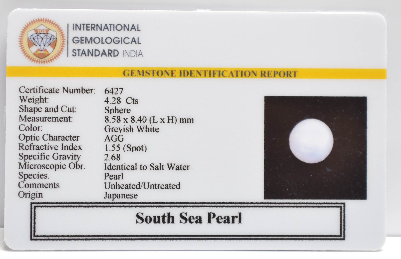 DSP3153 2 2 SOUTH SEA PEARL 4.28 Ct.