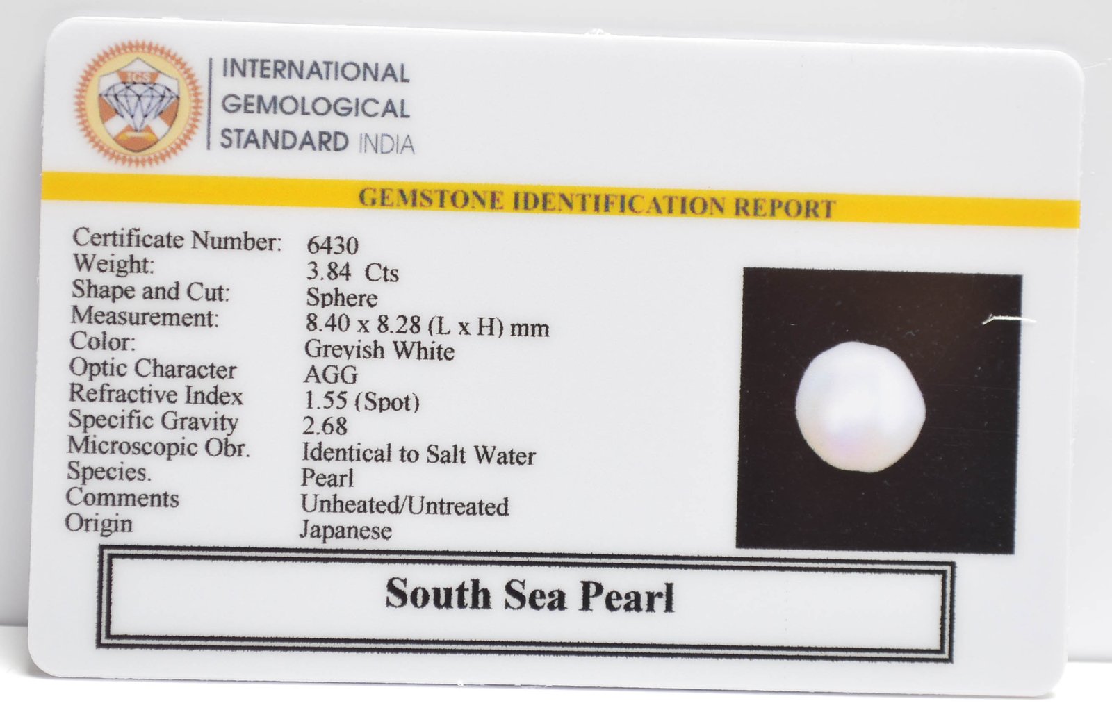 DSP3155 2 2 SOUTH SEA PEARL 3.84 Ct.