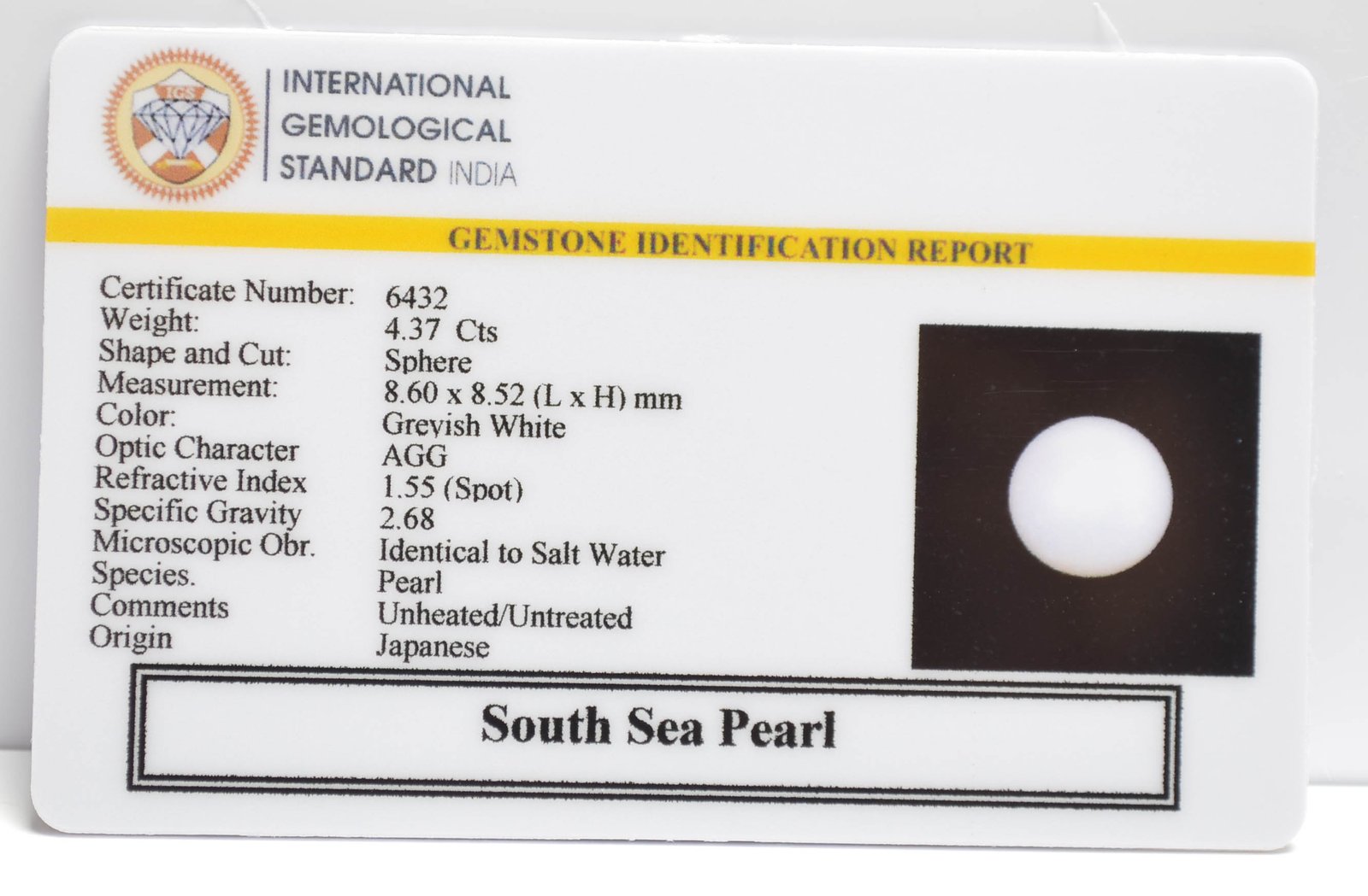 DSP3157 2 2 SOUTH SEA PEARL 4.37 Ct.