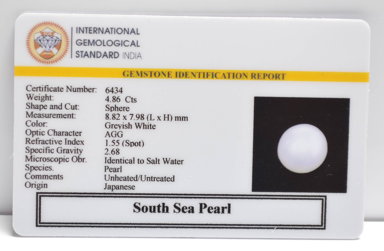 DSP3159 2 2 SOUTH SEA PEARL 4.86 Ct.