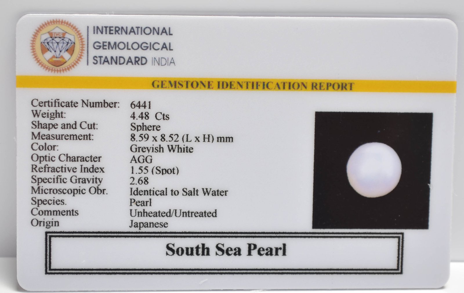 DSP3165 2 2 SOUTH SEA PEARL 4.48 Ct.