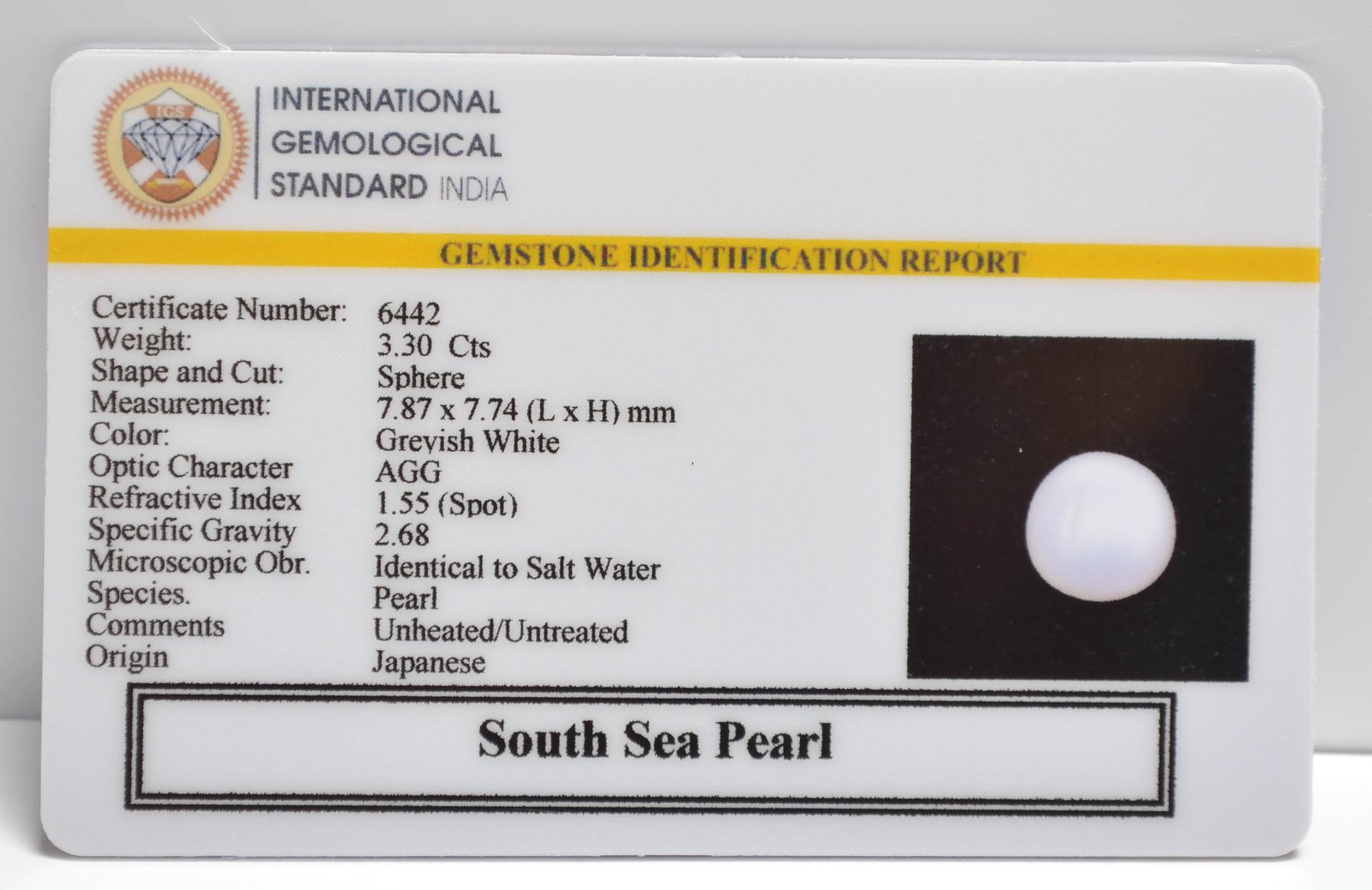 DSP3166 2 2 SOUTH SEA PEARL 3.3 Ct.