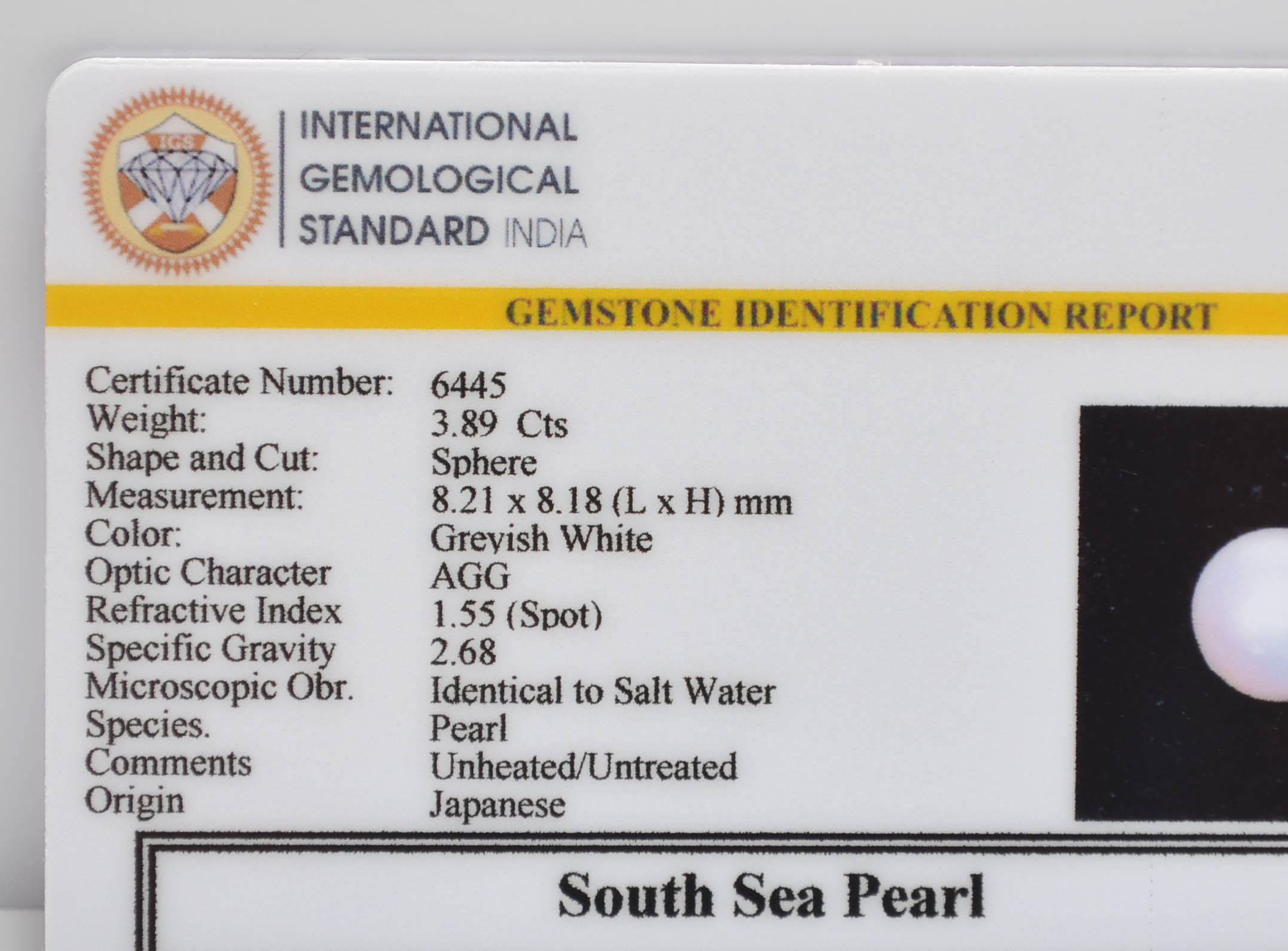 DSP3167 2 SOUTH SEA PEARL 3.89 Ct.