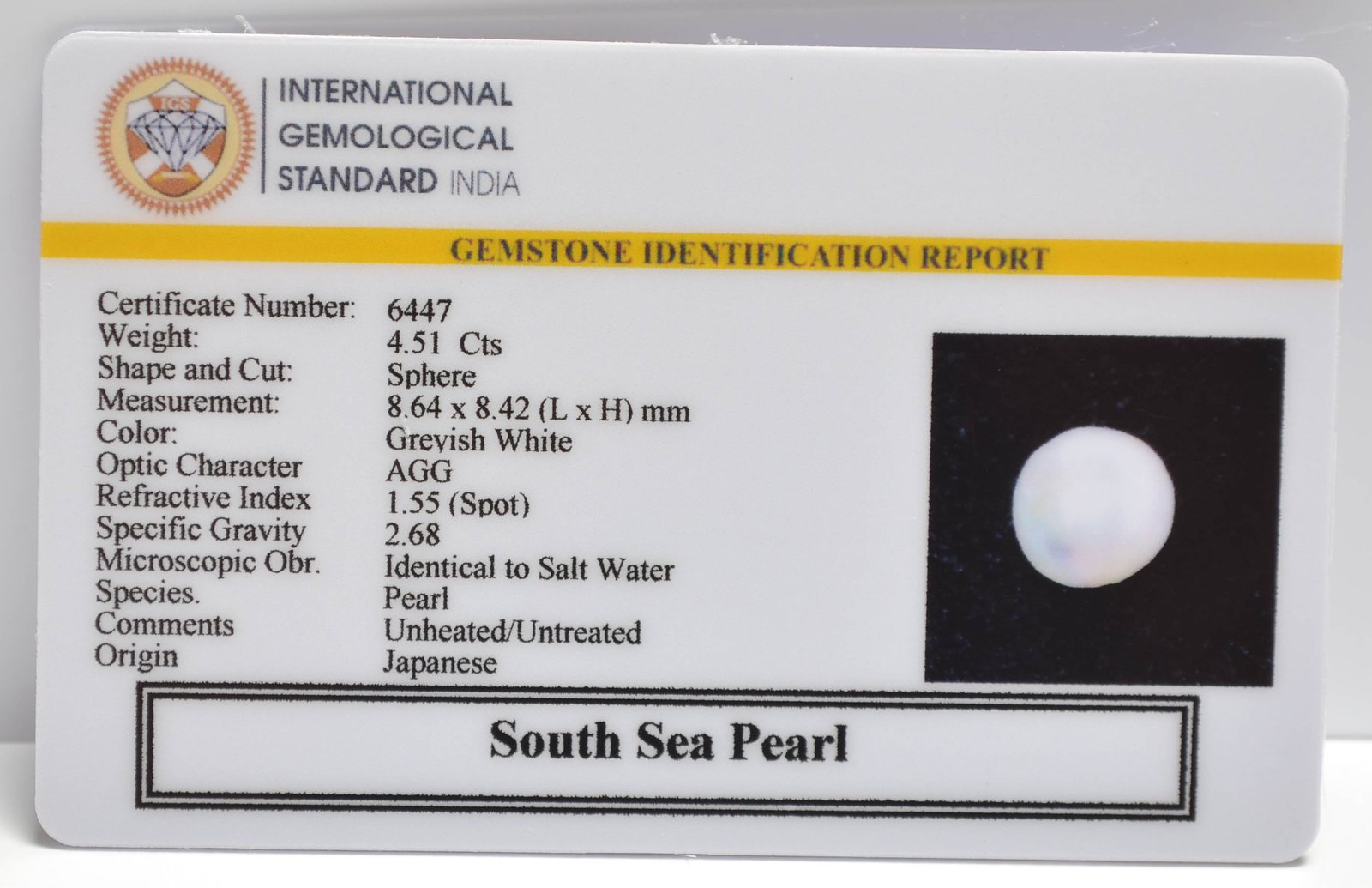DSP3169 2 2 SOUTH SEA PEARL 4.51 Ct.