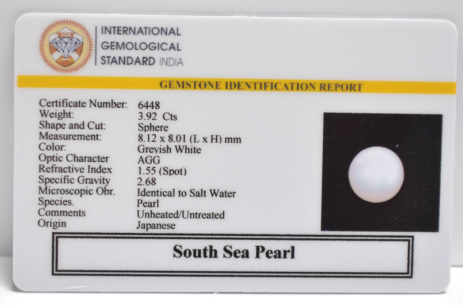 DSP3170 2 2 SOUTH SEA PEARL 3.92 Ct.