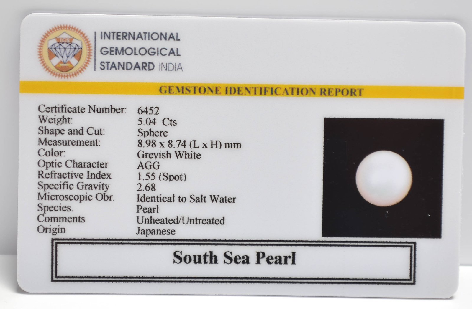 DSP3172 2 2 SOUTH SEA PEARL 5.04 Ct.
