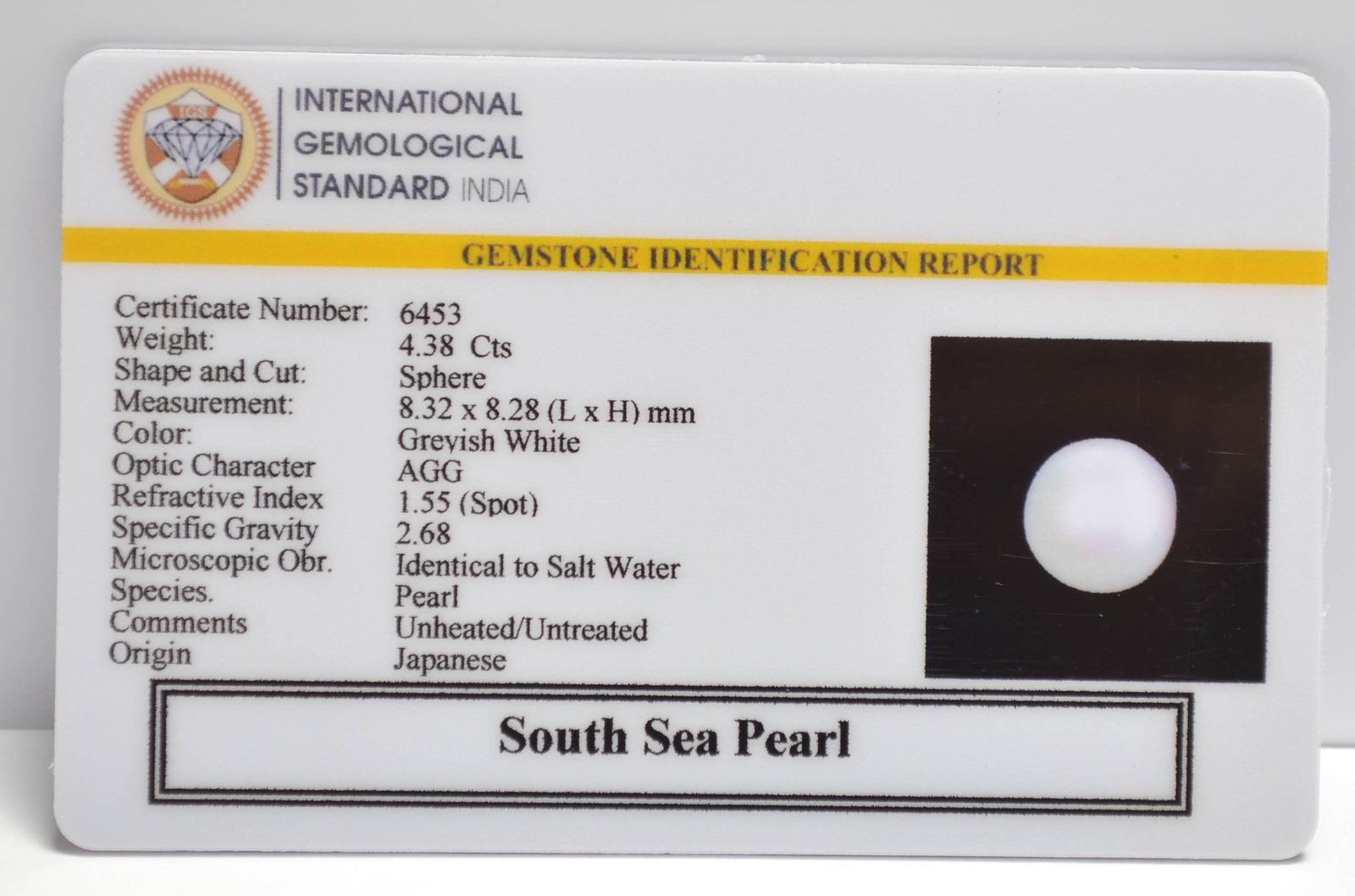 SOUTH SEA PEARL 4.38 Ct. 3 DSP3173 2 2 SOUTH SEA PEARL 4.38 Ct.