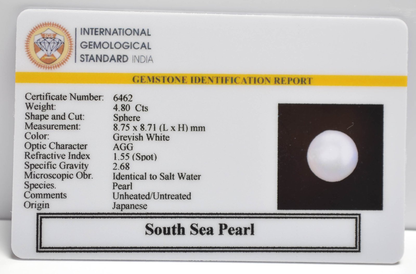 DSP3180 2 2 SOUTH SEA PEARL 4.8 Ct.