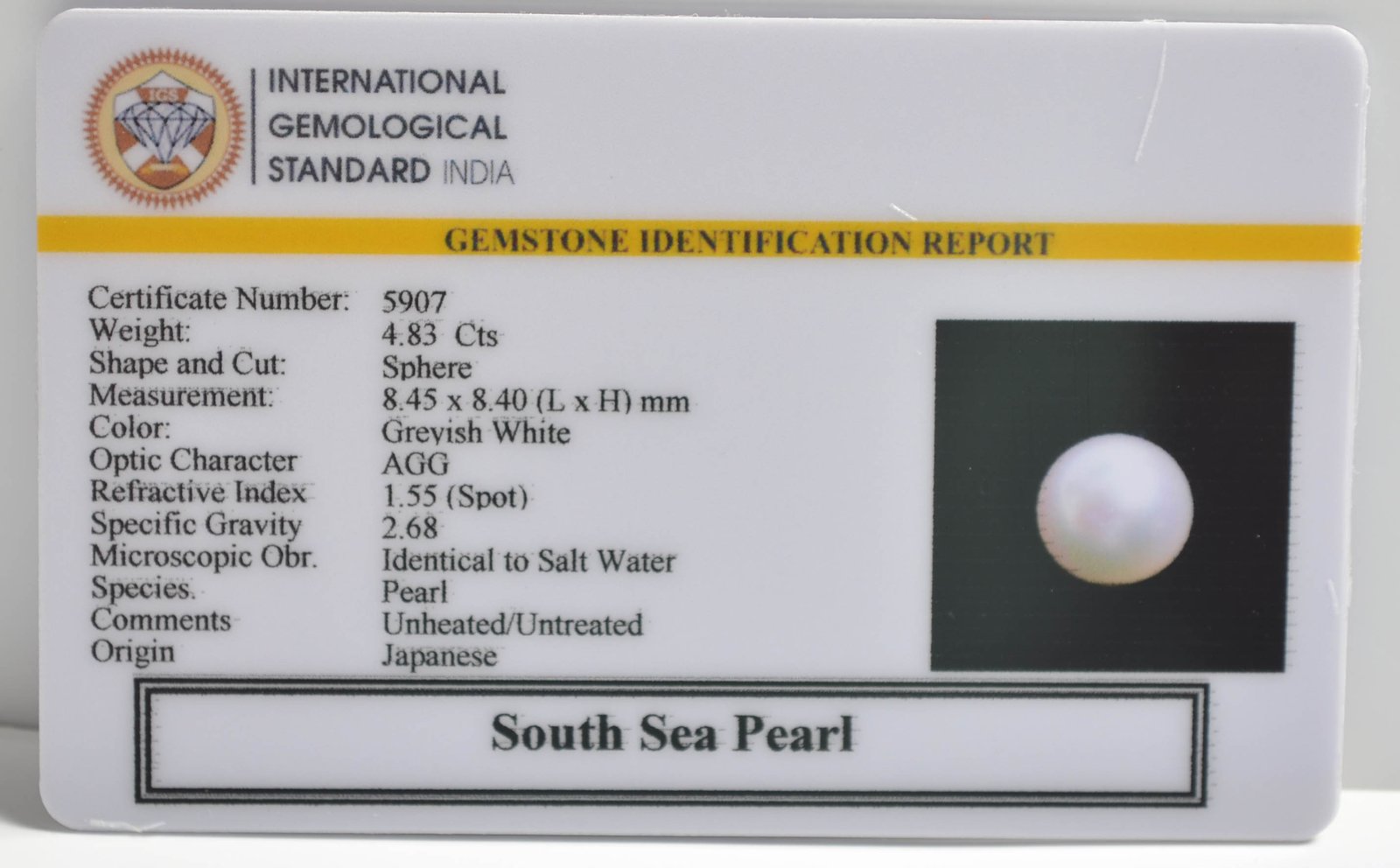 SOUTH SEA PEARL 4.83 Ct. 3 DSPG2846 2 1 SOUTH SEA PEARL 4.83 Ct.