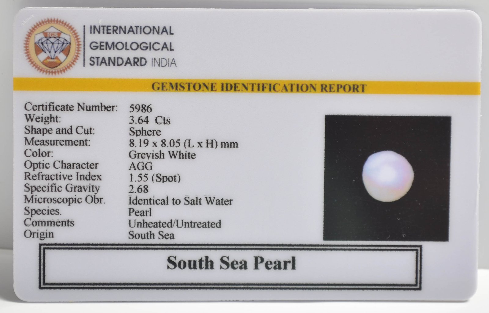 DSPG2861 2 1 SOUTH SEA PEARL 3.64 Ct.