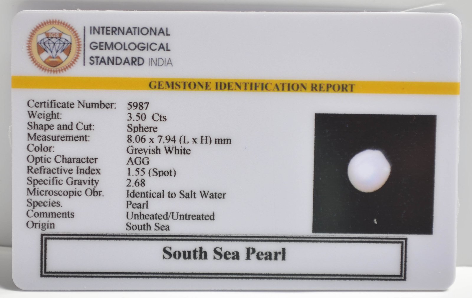 DSPG2862 2 1 SOUTH SEA PEARL 3.5 Ct.