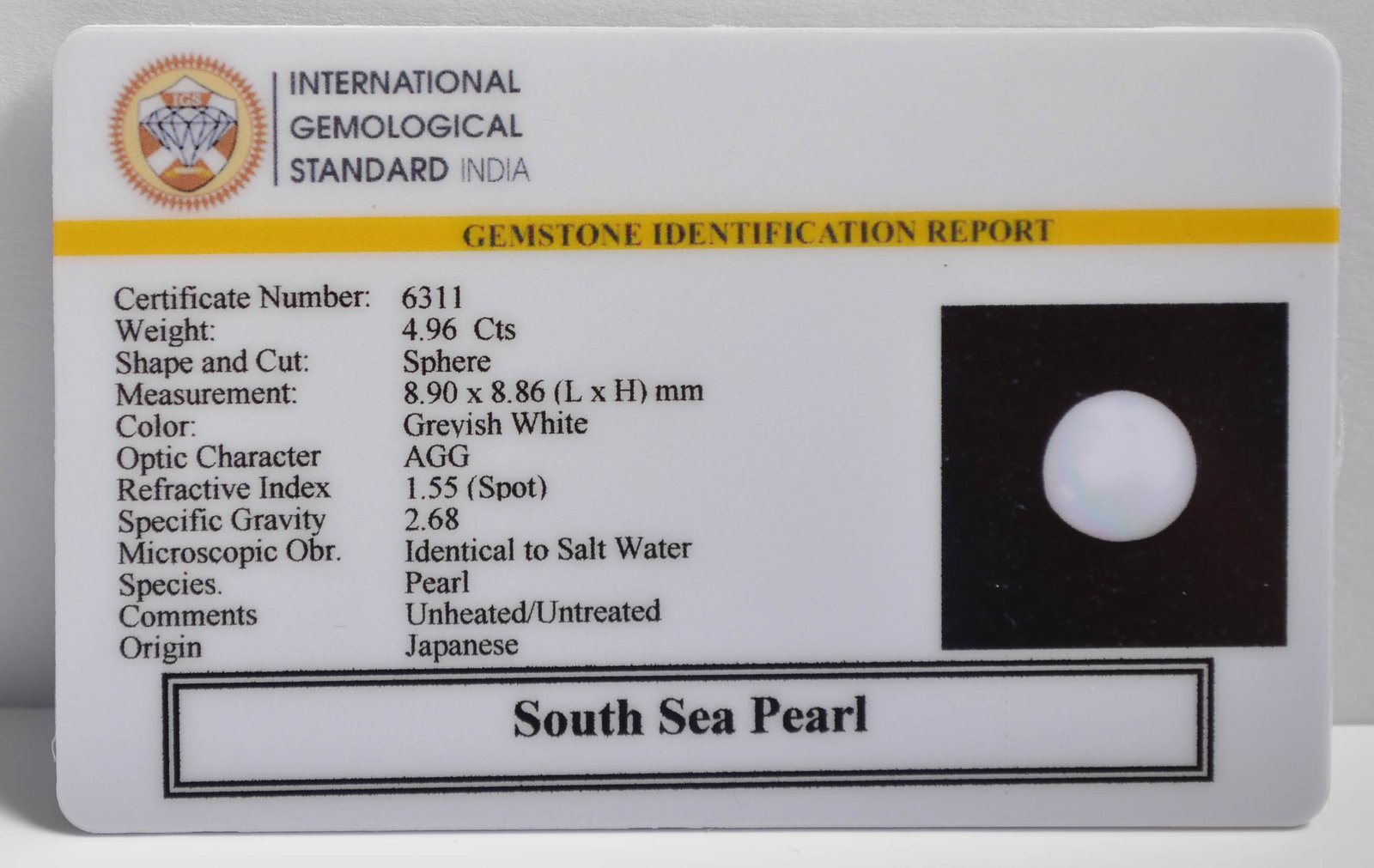 DSPG2868 2 2 SOUTH SEA PEARL 4.96 Ct.