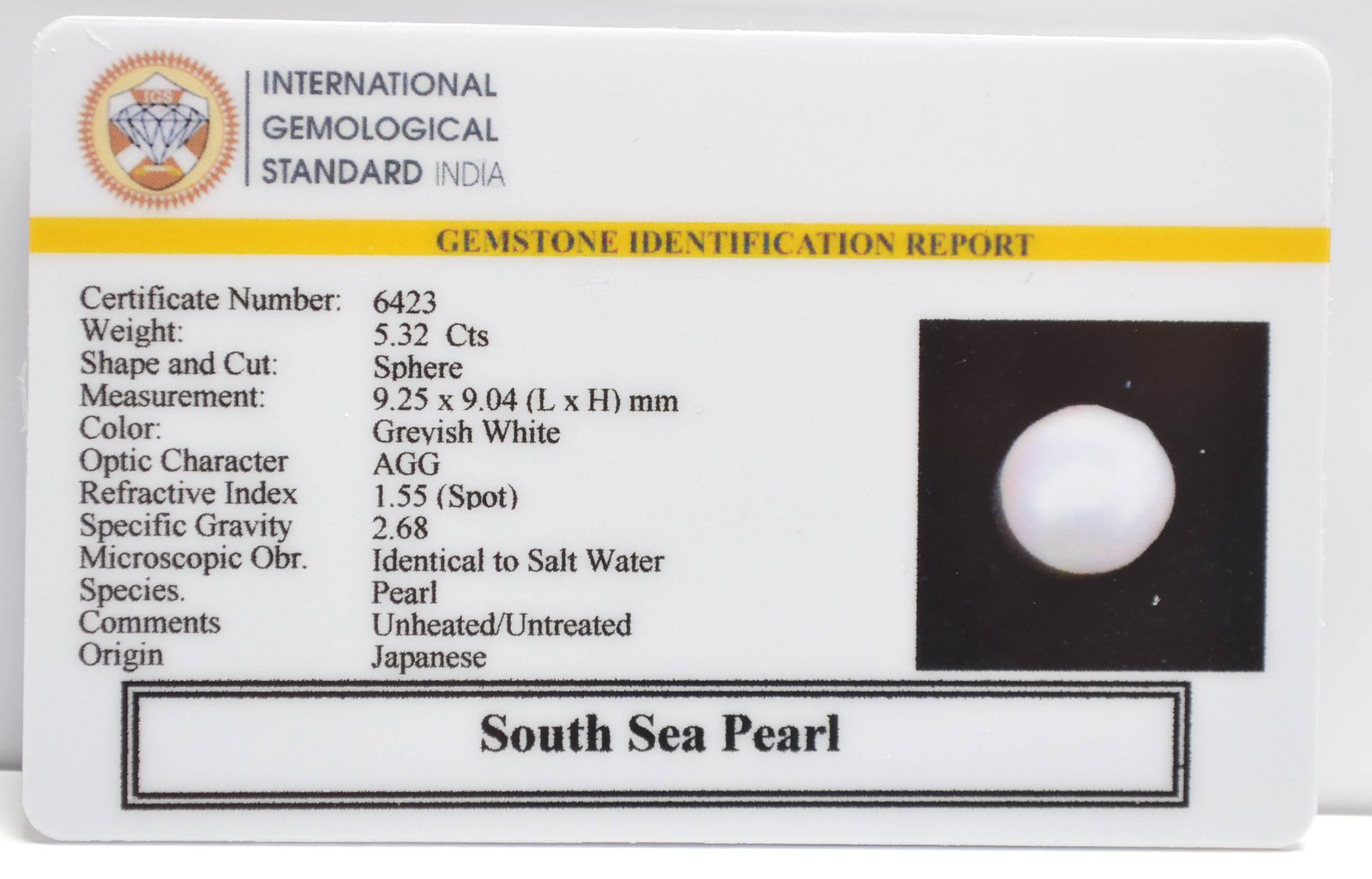 DSPG2884 2 2 SOUTH SEA PEARL 5.32 Ct.