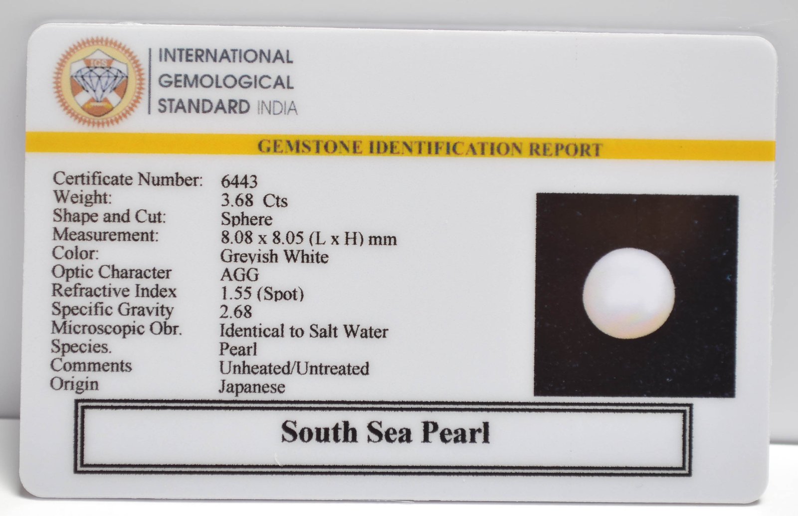 DSPG2887 2 2 SOUTH SEA PEARL 3.68 Ct.