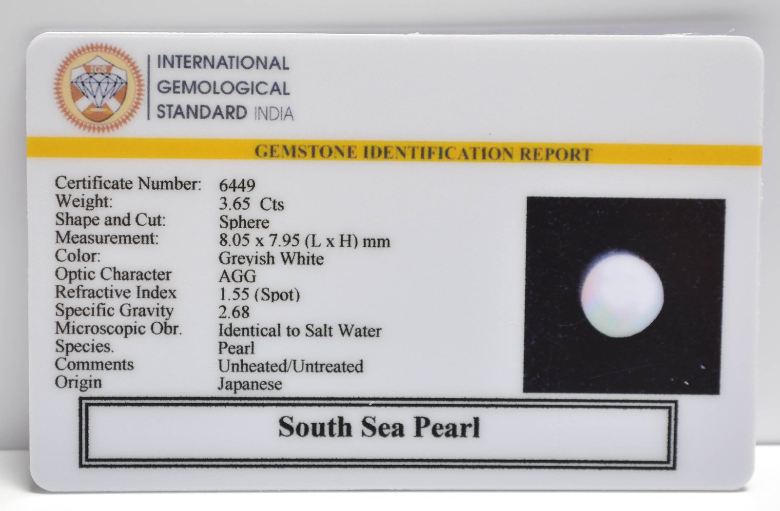DSPG2889 2 2 SOUTH SEA PEARL 3.65 Ct.