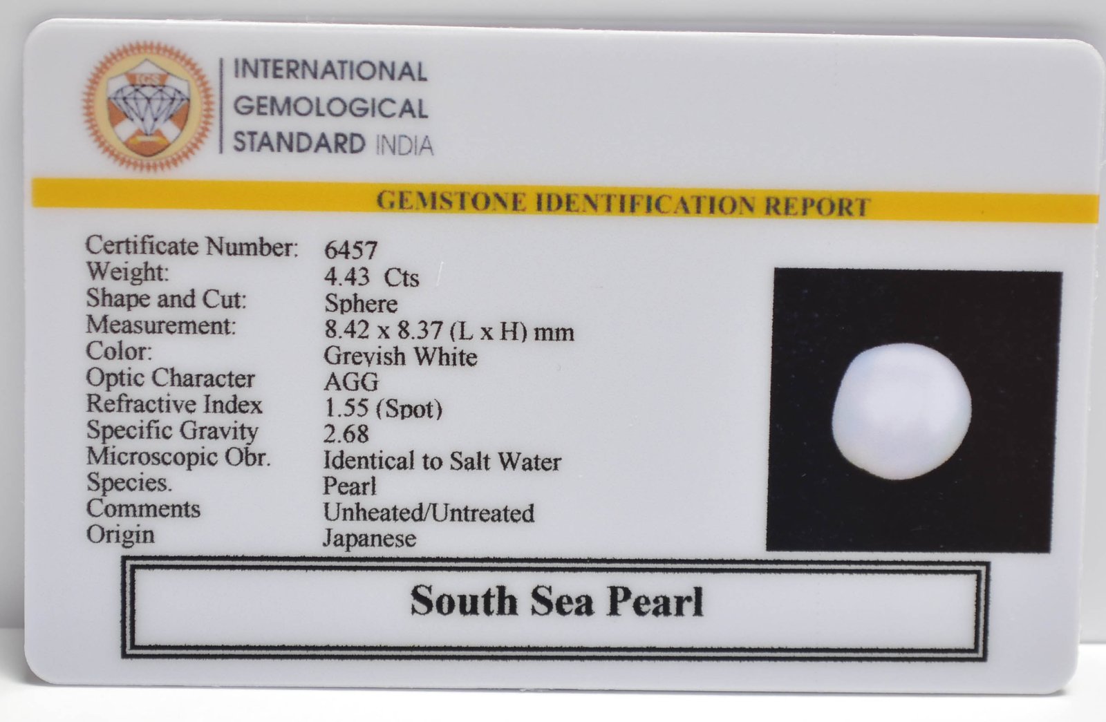 DSPG2892 2 2 SOUTH SEA PEARL 4.43 Ct.