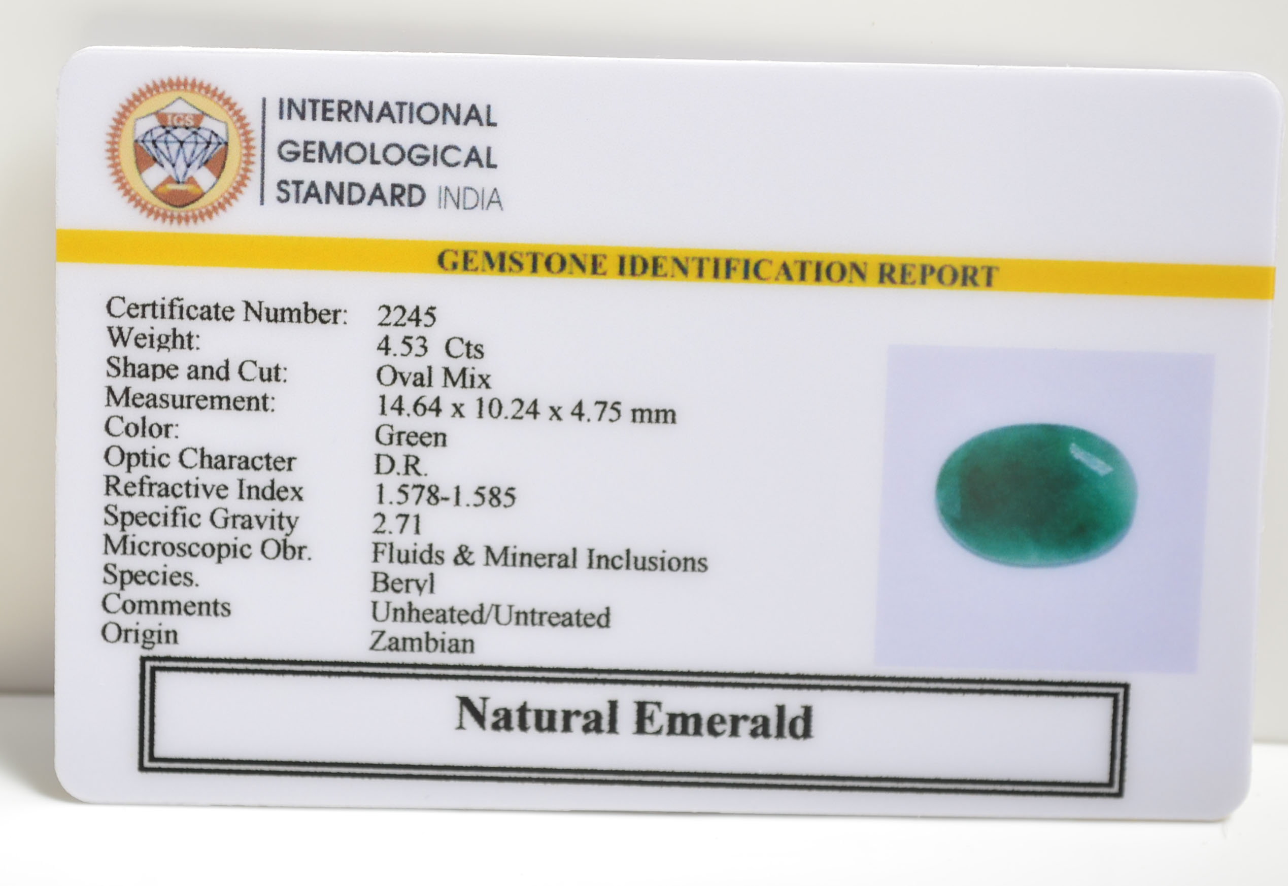 EMRD21495 2 EMERALD 4.53 Ct.