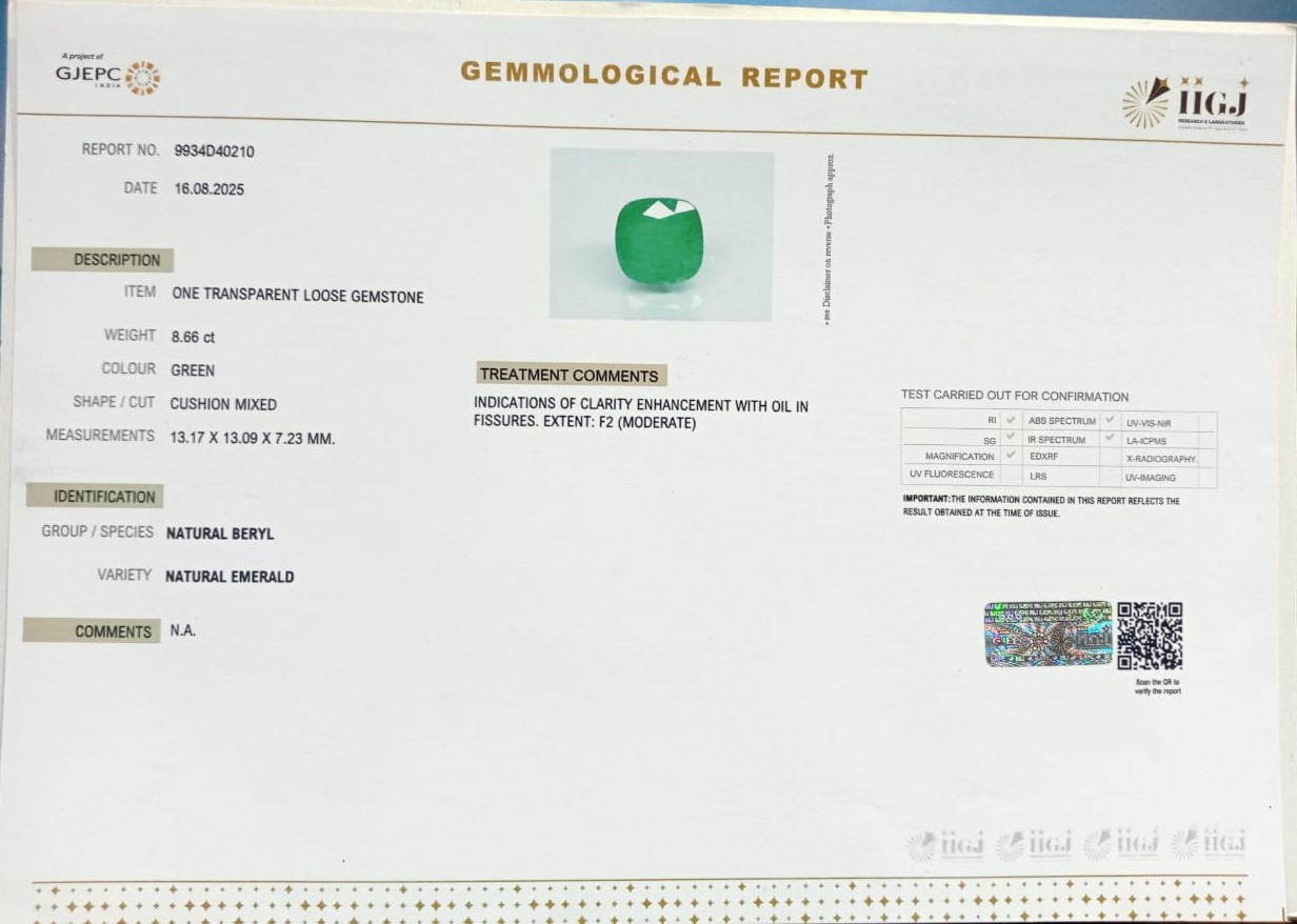 EMRD21922 2 EMERALD 8.66 Ct.