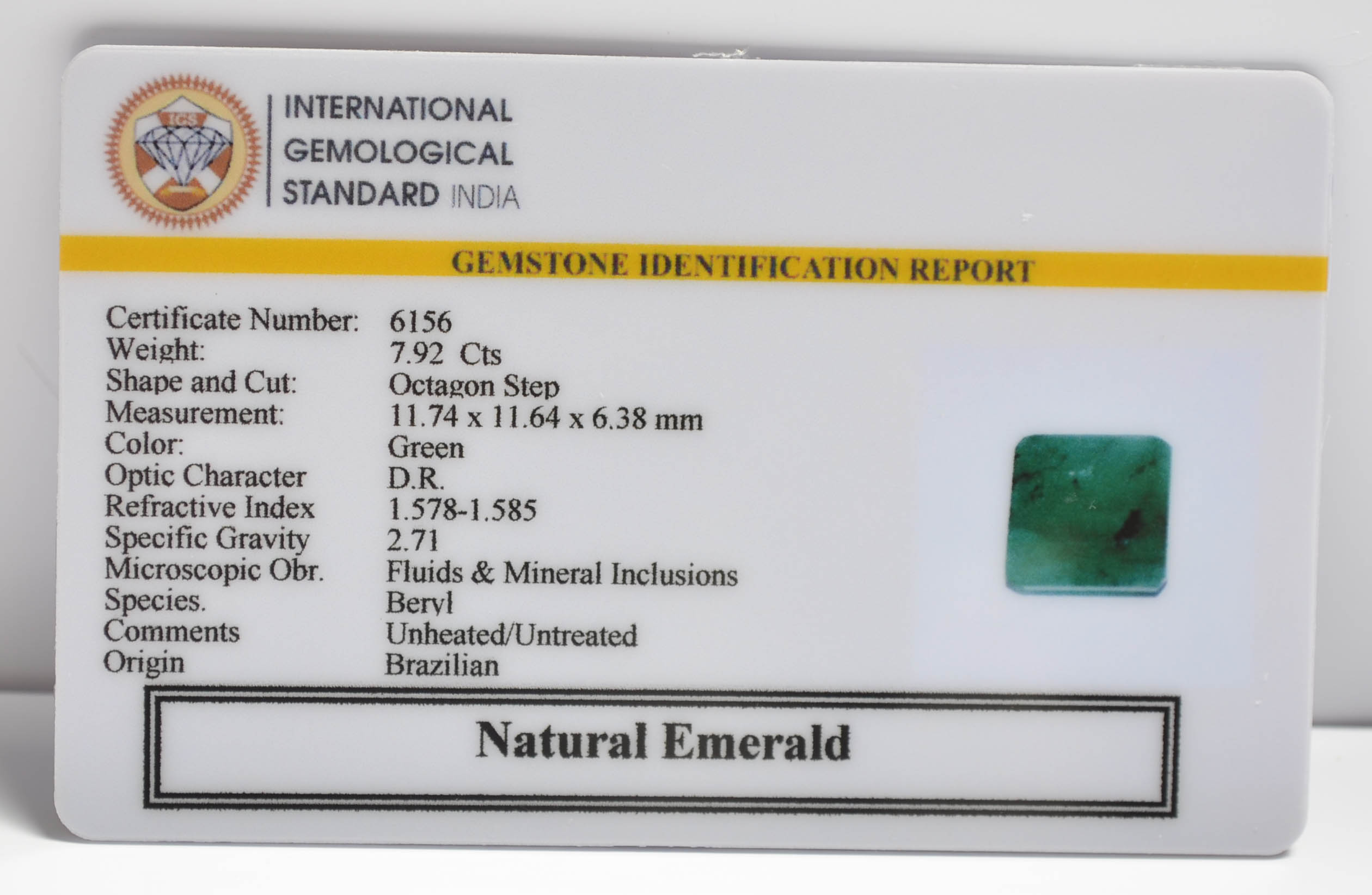 EMRG20664 2 EMERALD 7.92 Ct.