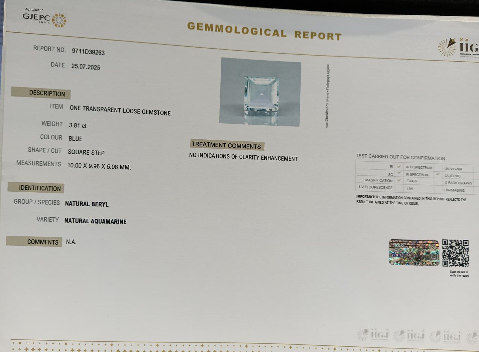 NAQ784 2 AQUAMARINE 3.81 Ct.