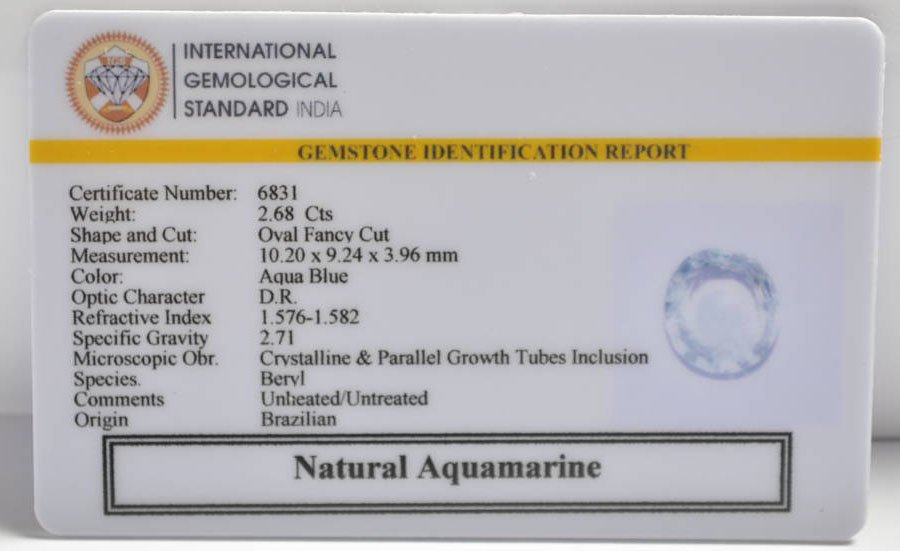 NAQ799 2 AQUAMARINE 2.68 Ct.