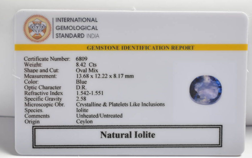 IOLITE NILLI 8.42 Ct. 3 NIL2660 2 IOLITE NILLI 8.42 Ct.