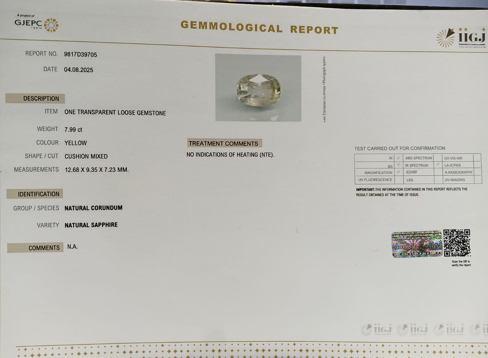 NSP41846 2 NATURAL SAPPHIRE 7.99 Ct.