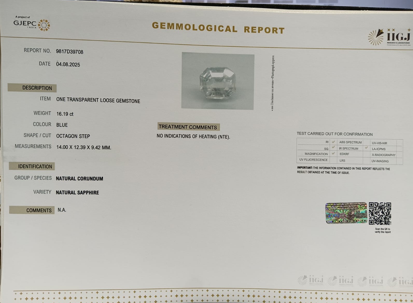 NSP41847 2 NATURAL SAPPHIRE 16.19 Ct.