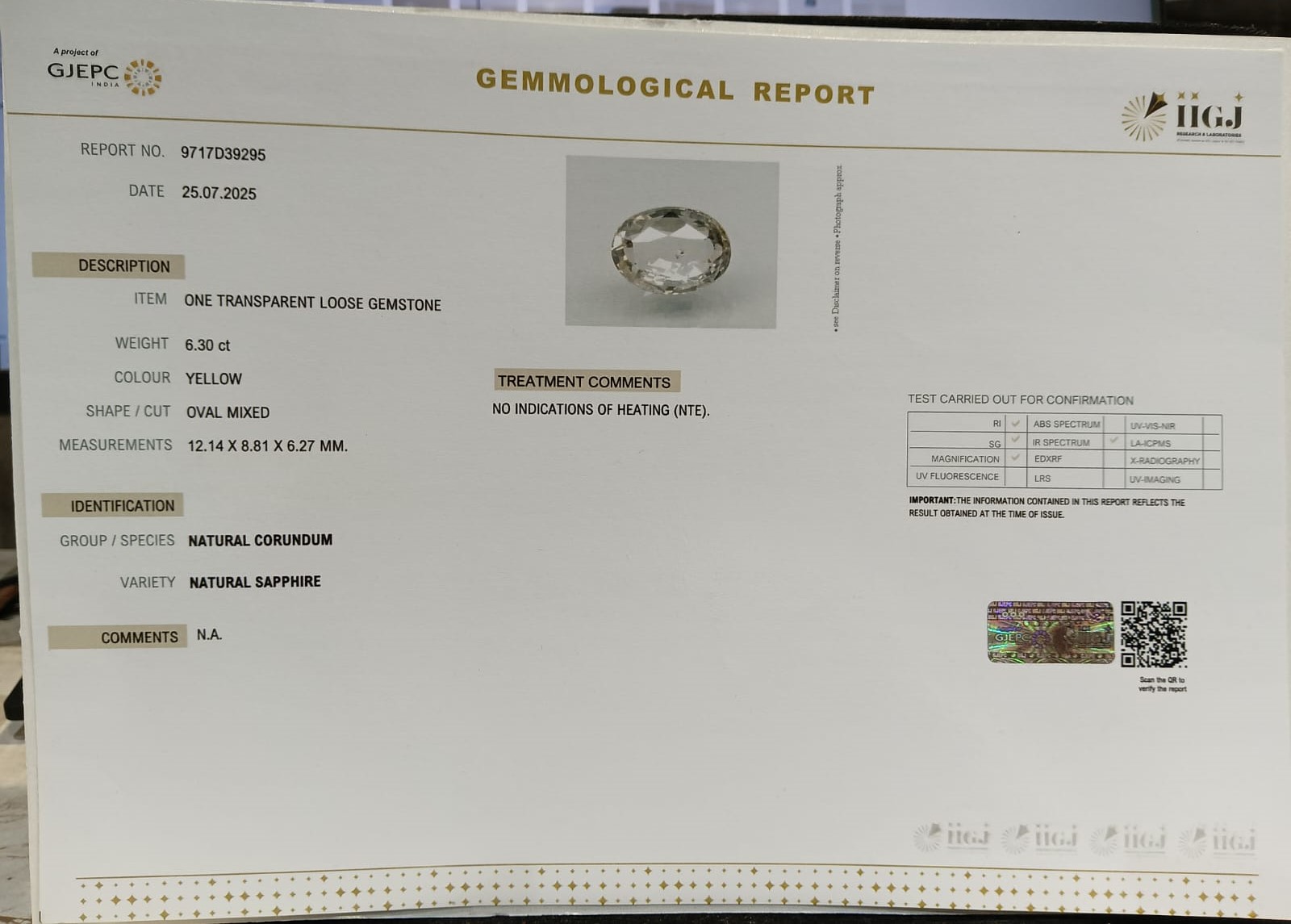 NSP41849 2 NATURAL SAPPHIRE 6.3 Ct.