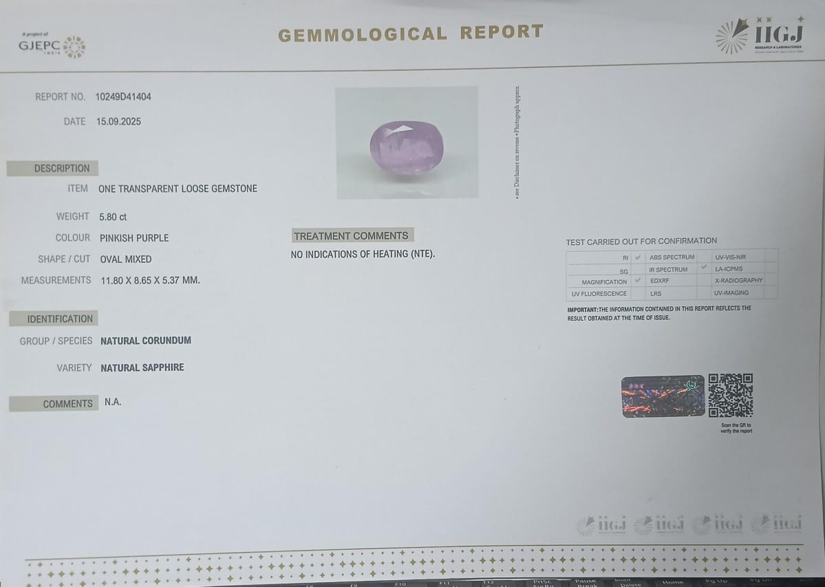 NATURAL SAPPHIRE 5.8 Ct. 3 NSP41854 2 NATURAL SAPPHIRE 5.8 Ct.