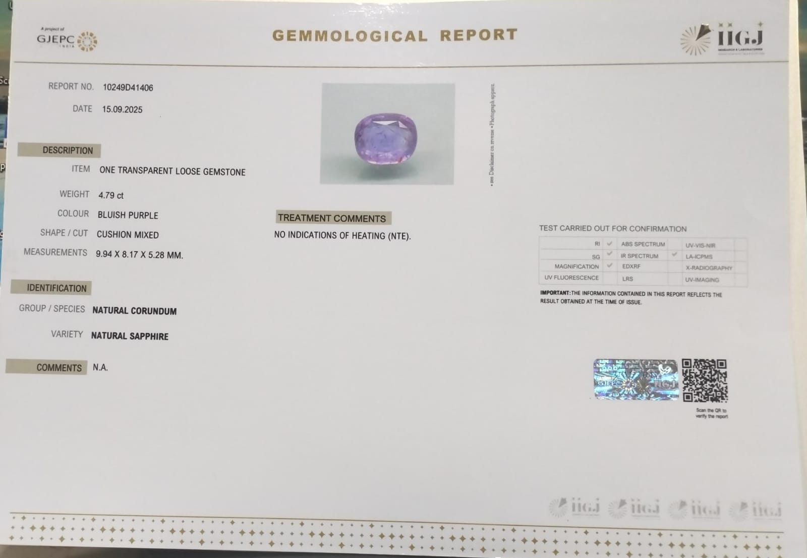 NSP41856 2 NATURAL SAPPHIRE 4.79 Ct.