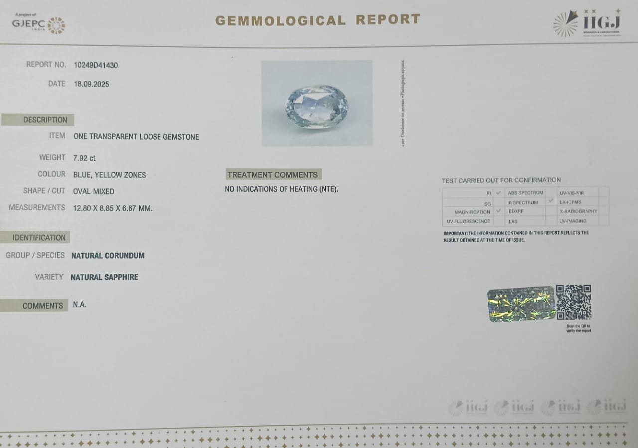 NSP41861 2 NATURAL SAPPHIRE 7.92 Ct.