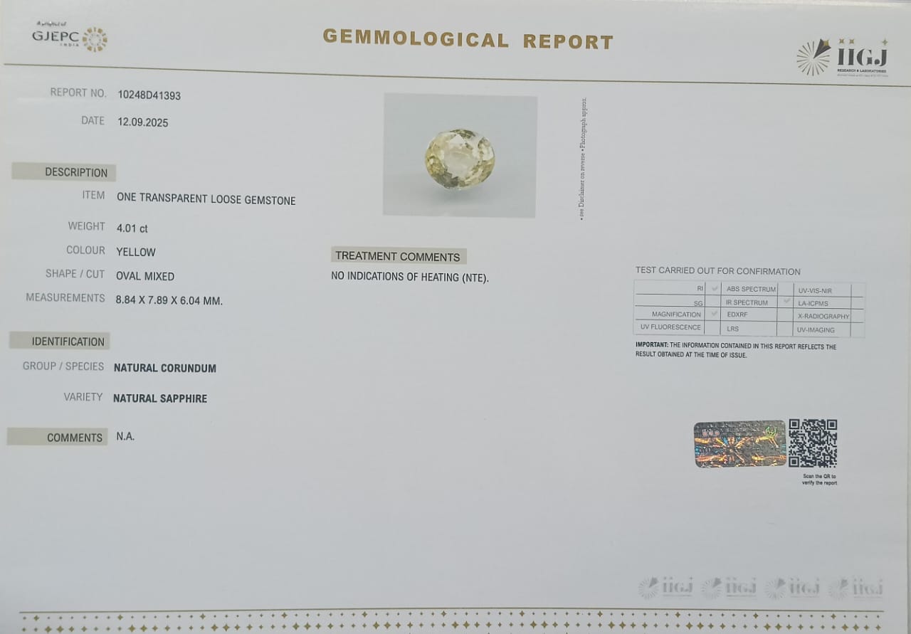 YELLOW SAPPHIRE 4.01 Ct. 3 NYSP8381 2 YELLOW SAPPHIRE 4.01 Ct.