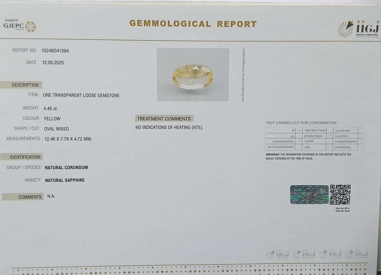 NYSP8382 2 YELLOW SAPPHIRE 4.45 Ct.