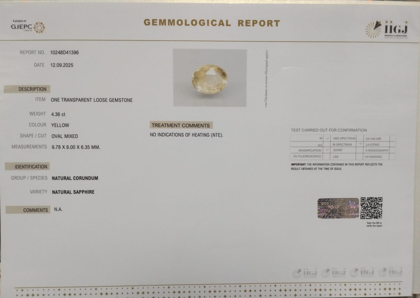 NYSP8384 2 YELLOW SAPPHIRE 4.36 Ct.
