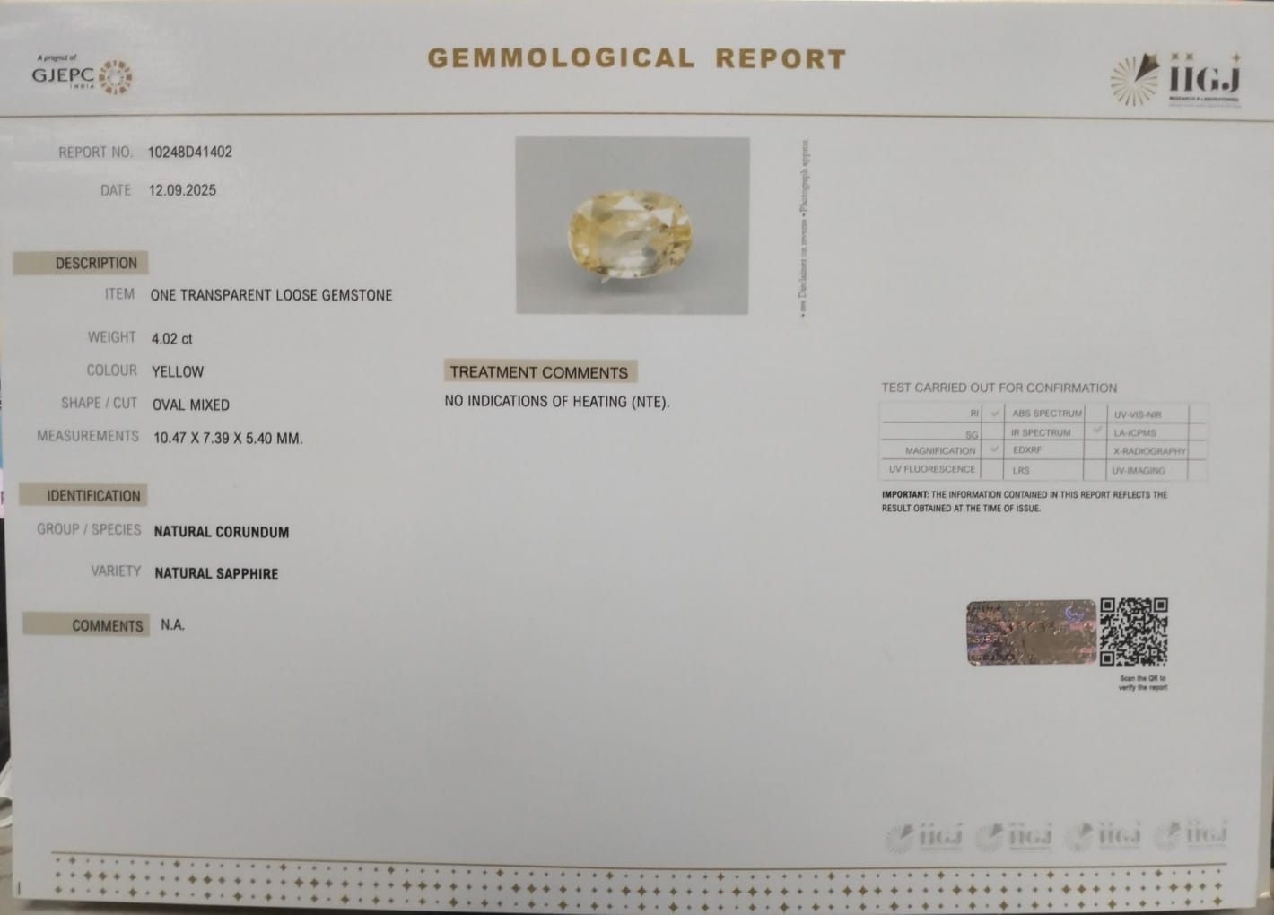 NYSP8390 2 YELLOW SAPPHIRE 4.02 Ct.