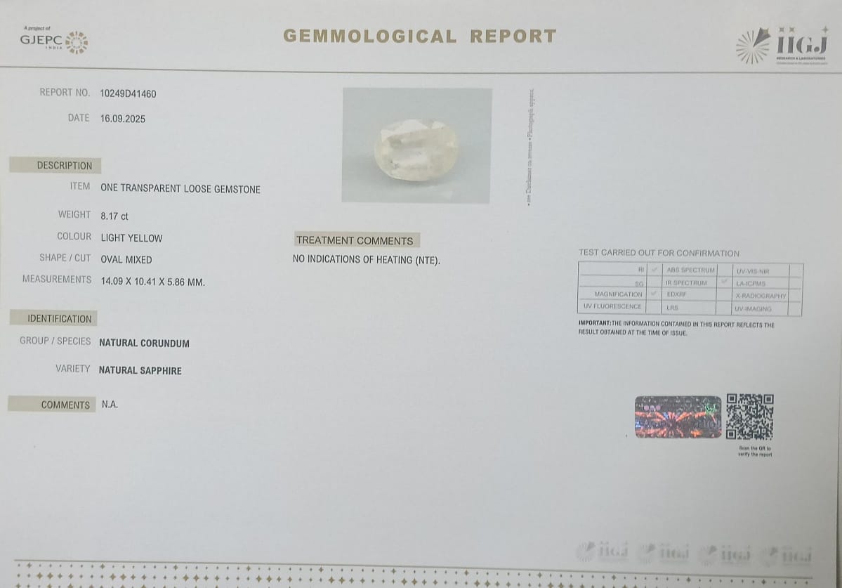 NYSP8394 2 YELLOW SAPPHIRE 8.17 Ct.