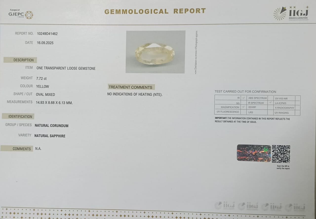 YELLOW SAPPHIRE 7.72 Ct. 3 NYSP8396 2 YELLOW SAPPHIRE 7.72 Ct.