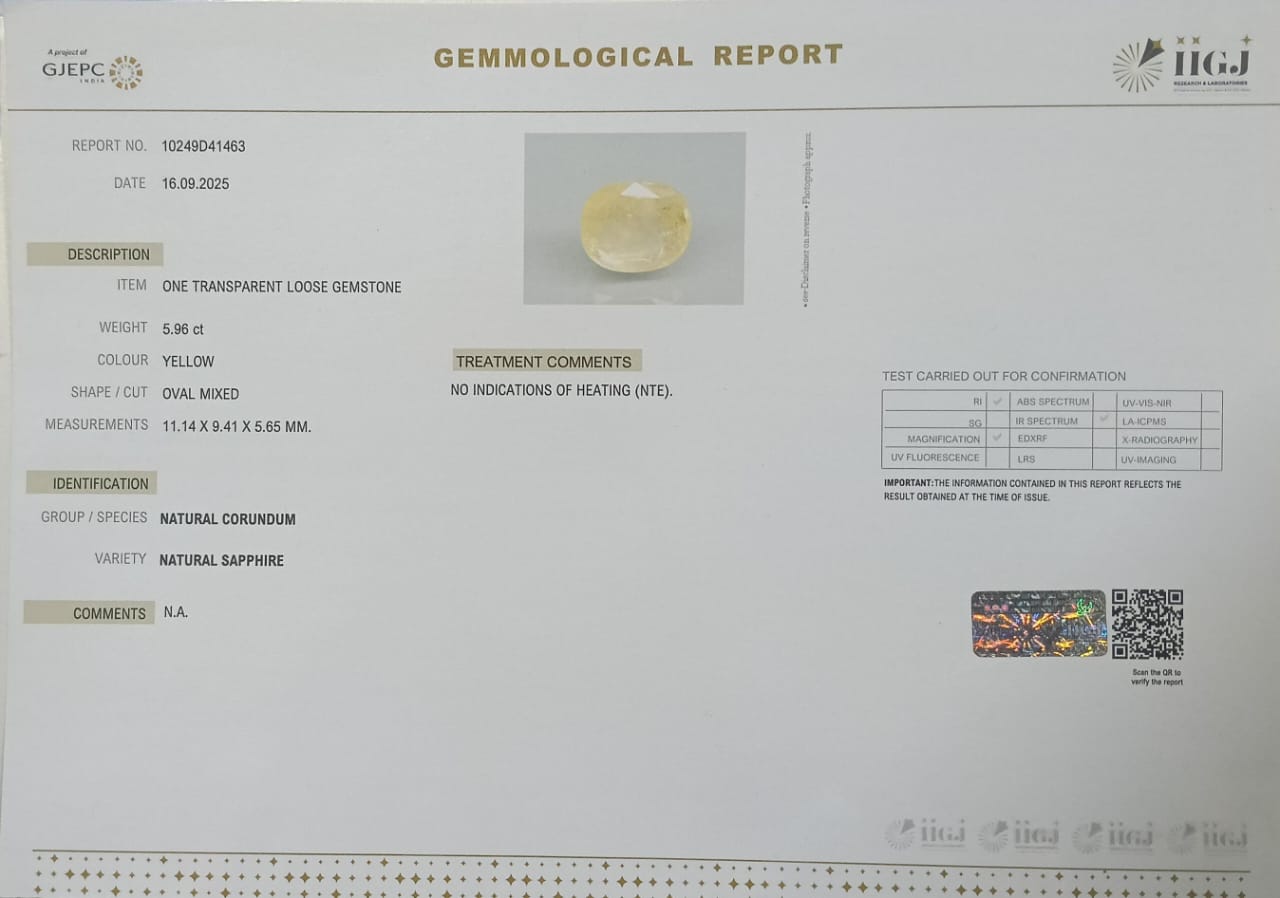 YELLOW SAPPHIRE 5.96 Ct. 3 NYSP8397 2 YELLOW SAPPHIRE 5.96 Ct.